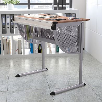 Emma and Oliver Adjustable Drawing and Drafting Table with Pewter Frame