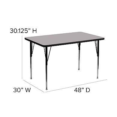 Emma and Oliver 30x48 Oak Thermal Laminate Adjustable Activity Table
