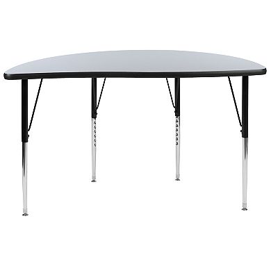 Emma and Oliver 47.5" Half Circle Wave Flexible Collaborative Grey Adjustable Height Activity Table
