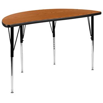 Emma and Oliver 47.5" Half Circle Wave Flexible Collaborative Grey Adjustable Height Activity Table