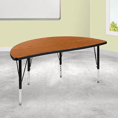 Emma And Oliver 47.5" Half Circle Wave Collaborative Kids Adjustable Height Activity Table
