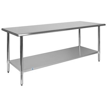 Emma and Oliver Stainless Steel 18 Gauge Kitchen Prep and Work Table with Undershelf, NSF - 60"W x 24"D x 34.5"H