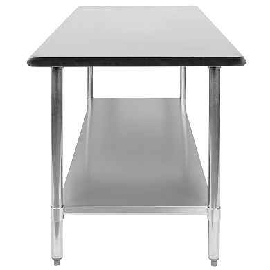 Emma and Oliver Stainless Steel 18  Gauge Kitchen Prep and Work Table with Undershelf, NSF - 60"W x 24"D x 34.5"H