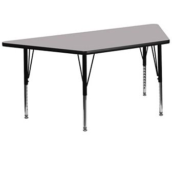 Emma and Oliver Trapezoid Grey Thermal Laminate Preschool Activity Table