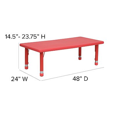 Emma and Oliver 24"W x 48"L Natural Plastic Adjustable Activity Table - School Table for 6