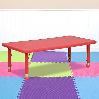 Emma and Oliver 24"W x 48"L Natural Plastic Adjustable Activity Table - School Table for 6