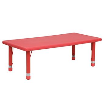 Emma and Oliver 24"W x 48"L Natural Plastic Adjustable Activity Table - School Table for 6