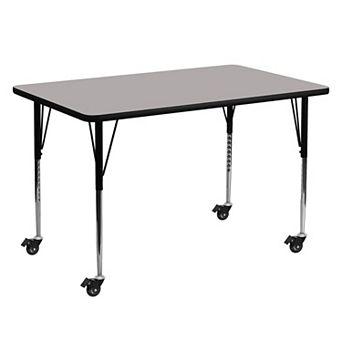 Emma and Oliver Mobile 30x60 Oak HP Laminate Adjustable Activity Table