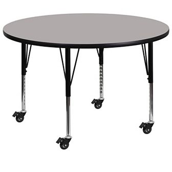 Emma and Oliver Mobile 42" Round Oak HP Laminate Preschool Activity Table