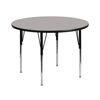 Emma and Oliver 42" Round Grey HP Laminate Adjustable Activity Table