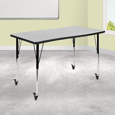 Emma And Oliver Mobile 28"W x 47.5"L Rectangular Wave Collaborative Adjustable Activity Table