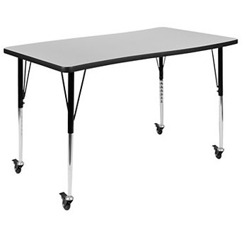 Emma And Oliver Mobile 28"W x 47.5"L Rectangular Wave Collaborative Adjustable Activity Table