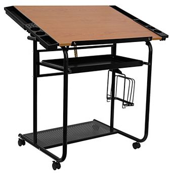 Emma and Oliver Adjustable Drawing and Drafting Table with Frame and Dual Wheel Casters