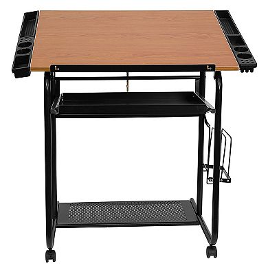 Emma and Oliver Adjustable Drawing and Drafting Table with Dual Wheel Casters