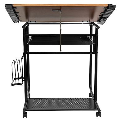 Emma and Oliver Adjustable Drawing and Drafting Table with Dual Wheel Casters