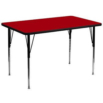 Emma and Oliver 36x72 Red Thermal Laminate Adjustable Activity Table