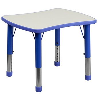Emma and Oliver 21.875"W x 26.625"L Natural Plastic Adjustable Activity Table-School Table for 4