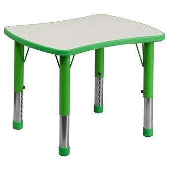 Emma and Oliver 21.875"W x 26.625"L Natural Plastic Adjustable Activity Table-School Table for 4