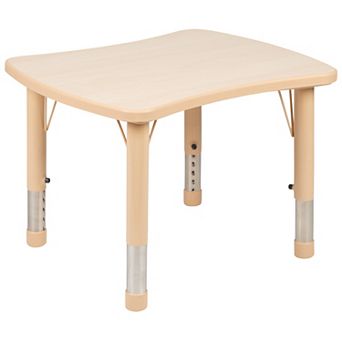 Emma and Oliver 21.875"W x 26.625"L Natural Plastic Adjustable Activity Table-School Table for 4