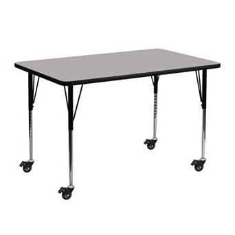 Emma and Oliver Mobile 24x48 Red Thermal Laminate Adjustable Activity Table