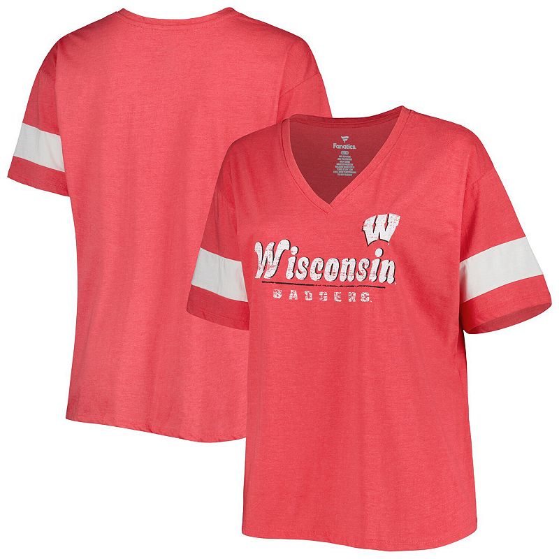 18793167 Womens Heather Red Wisconsin Badgers Plus Size Giv sku 18793167