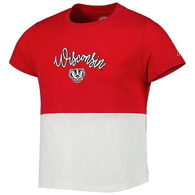 Girls Youth League Collegiate Wear Red Wisconsin Badgers Colorblocked T-Shirt