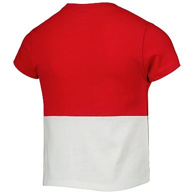 Girls Youth League Collegiate Wear Red Wisconsin Badgers Colorblocked T-Shirt