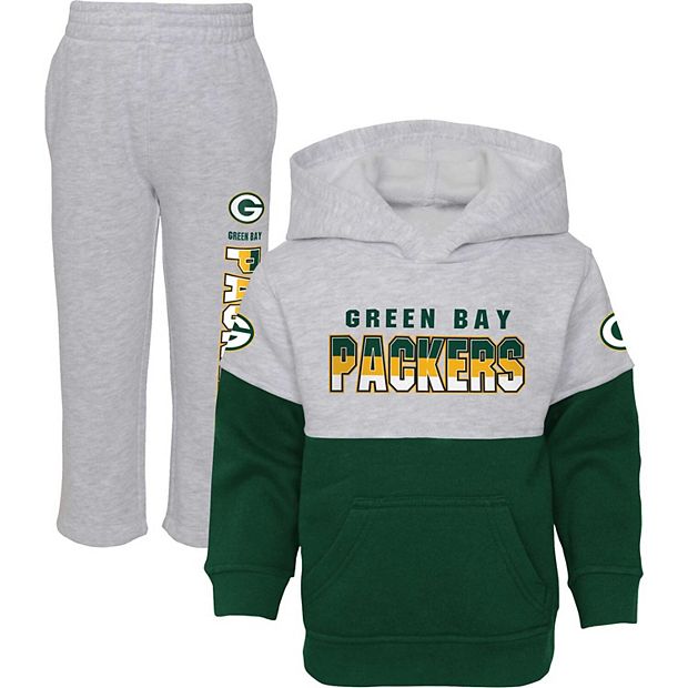 Green Bay Packers Youth Play by Play Pullover Hoodie & Pants Set -  Green/Heather Gray