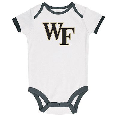 Newborn & Infant Champion Black/Heather Gray/White Wake Forest Demon Deacons Three-Pack Bodysuit Set