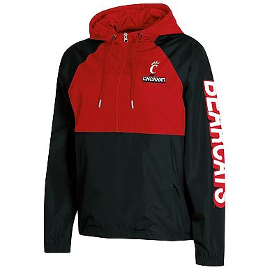 Women's Champion Black Cincinnati Bearcats Colorblocked Packable Raglan Half-Zip Hoodie Jacket