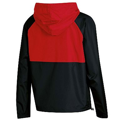 Women's Champion Black Cincinnati Bearcats Colorblocked Packable Raglan Half-Zip Hoodie Jacket