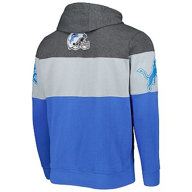 Men's Starter Blue/Heather Charcoal Detroit Lions Extreme Pullover Hoodie