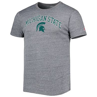 Men's League Collegiate Wear Heather Gray Michigan State Spartans 1965 Arch Victory Falls Tri-Blend T-Shirt