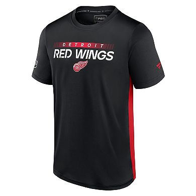 Men's Fanatics Branded Black/Red Detroit Red Wings Authentic Pro Rink Tech T-Shirt