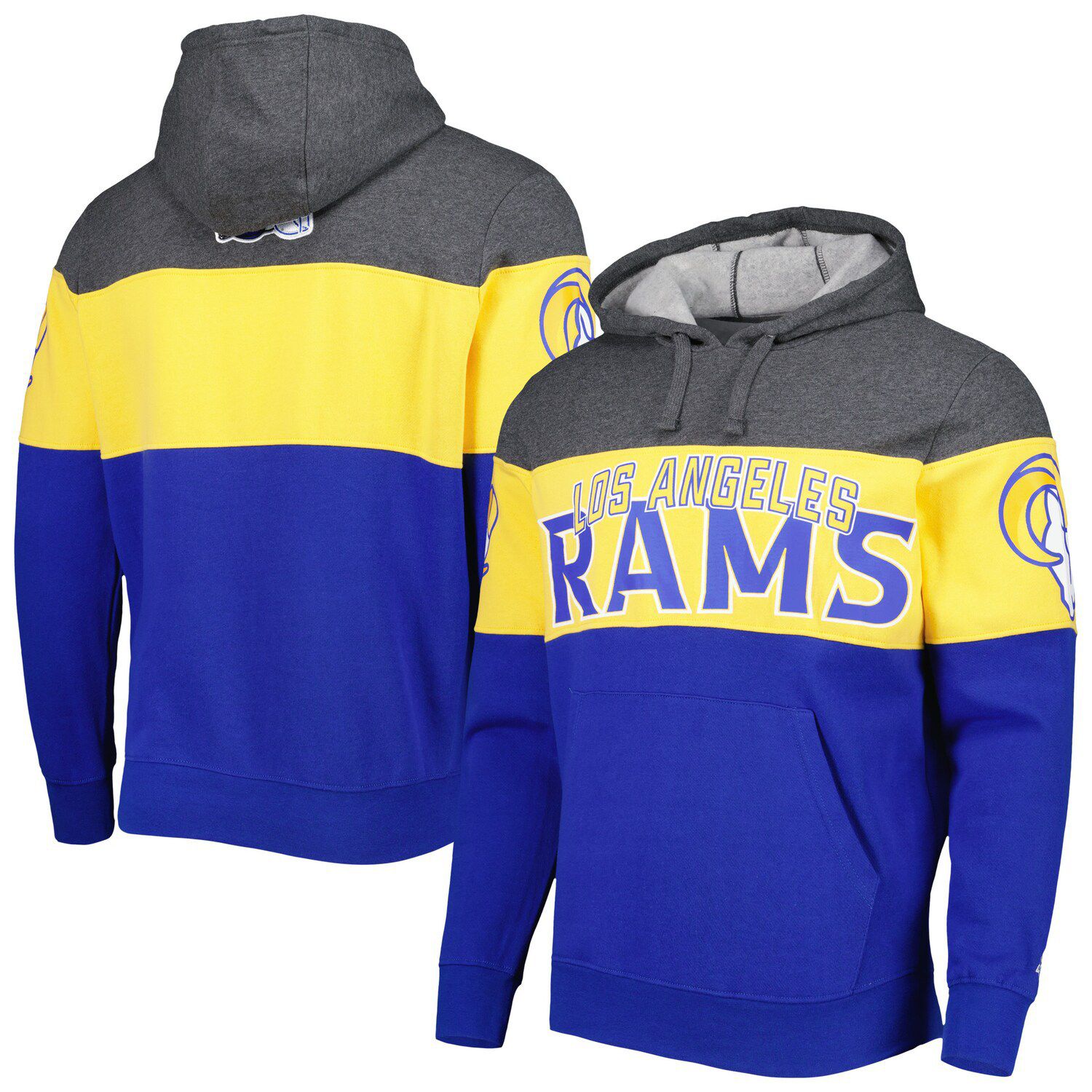 Youth Royal Los Angeles Rams Raglan Pullover Hoodie 