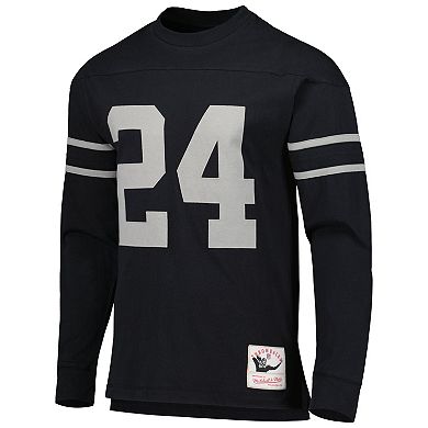 Men's Mitchell & Ness Charles Woodson Black Oakland Raiders Retired Player Name & Number Long Sleeve Top