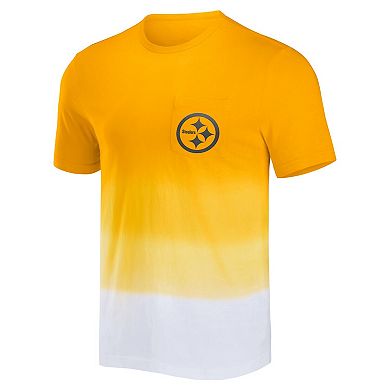 Men's NFL x Darius Rucker Collection by Fanatics Gold/White Pittsburgh Steelers Dip Dye Pocket T-Shirt