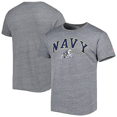 Men's League Collegiate Wear Heather Gray Navy Midshipmen 1965 Arch Victory Falls Tri-Blend T-Shirt