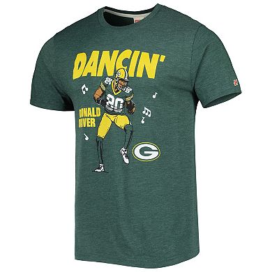 Men's Homage Donald Driver Heathered Green Green Bay Packers Caricature Retired Player Tri-Blend T-Shirt