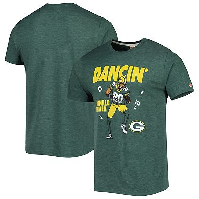 Men's Homage Donald Driver Heathered Green Green Bay Packers Caricature Retired Player Tri-Blend T-Shirt