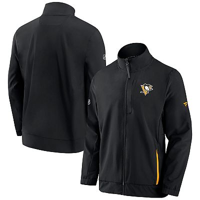 Men s Fanatics Branded Black Pittsburgh Penguins Authentic Pro Rink Coaches Full Zip Jacket