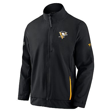 Men's Fanatics Branded Black Pittsburgh Penguins Authentic Pro Rink Coaches Full-Zip Jacket