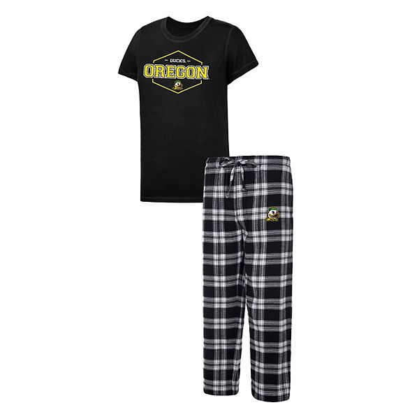 Women's Concepts Sport Black Gray Oregon Ducks Badge T-shirt & Flannel 