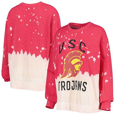 Women's Gameday Couture Crimson USC Trojans Twice As Nice Faded Dip-Dye Pullover Long Sleeve Top