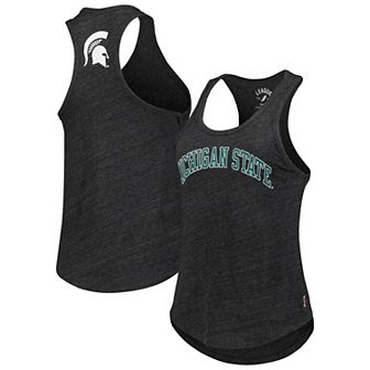 Women's League Collegiate Wear Black Michigan State Spartans Two-Hit Intramural Tri-Blend Scoop Neck Racerback Tank Top