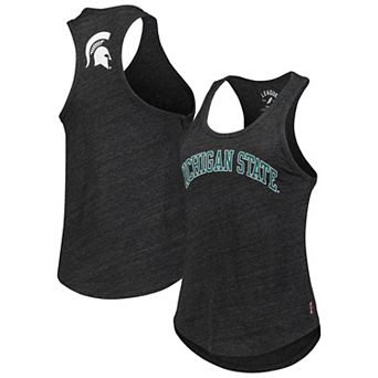 Women's League Collegiate Wear Black Michigan State Spartans Two-Hit Intramural Tri-Blend Scoop Neck Racerback Tank Top