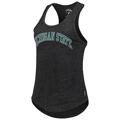 Women's League Collegiate Wear Black Michigan State Spartans Two-Hit Intramural Tri-Blend Scoop Neck Racerback Tank Top