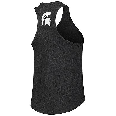 Women's League Collegiate Wear Black Michigan State Spartans Two-Hit Intramural Tri-Blend Scoop Neck Racerback Tank Top