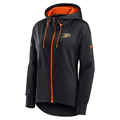 Women's Fanatics Branded Black Anaheim Ducks Authentic Pro Rink Full-Zip Hoodie