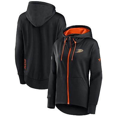 Women's Fanatics Branded Black Anaheim Ducks Authentic Pro Rink Full-Zip Hoodie